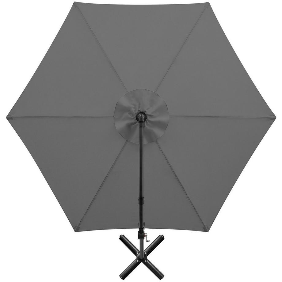 Tectake Ampelschirm Artemis verstellbar drehbar neigbar doppelseitiges Dach stabiles Gestell Kurbel wetterfest  
