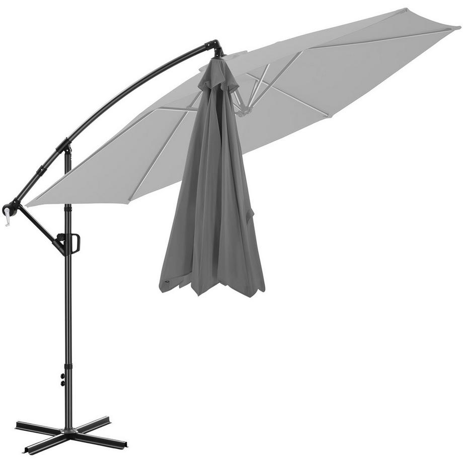 Tectake Ampelschirm Artemis verstellbar drehbar neigbar doppelseitiges Dach stabiles Gestell Kurbel wetterfest  