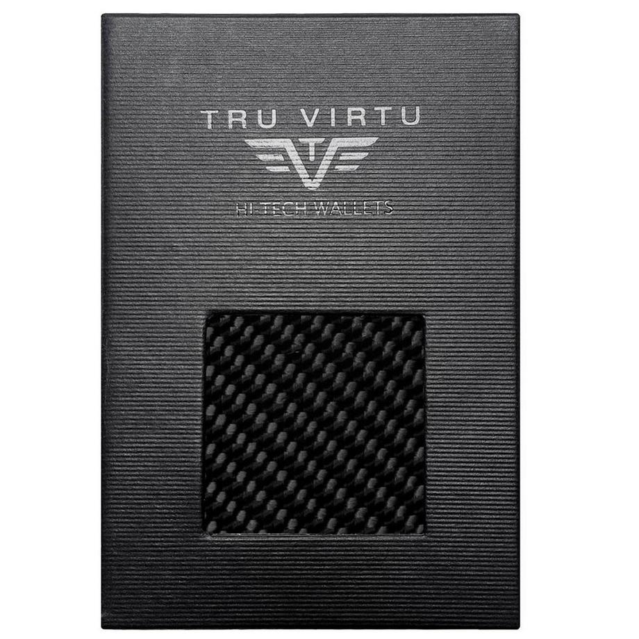 Tru Virtu Portefeuille Click & Slide Fibre de Carbone Noir Rouge  