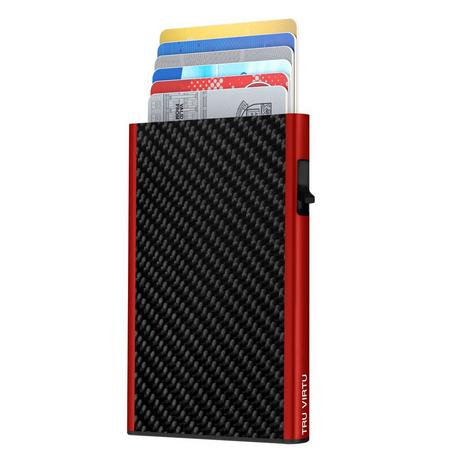 Tru Virtu Click & Slide Carbon Fibre Wallet Schwarz Rot  