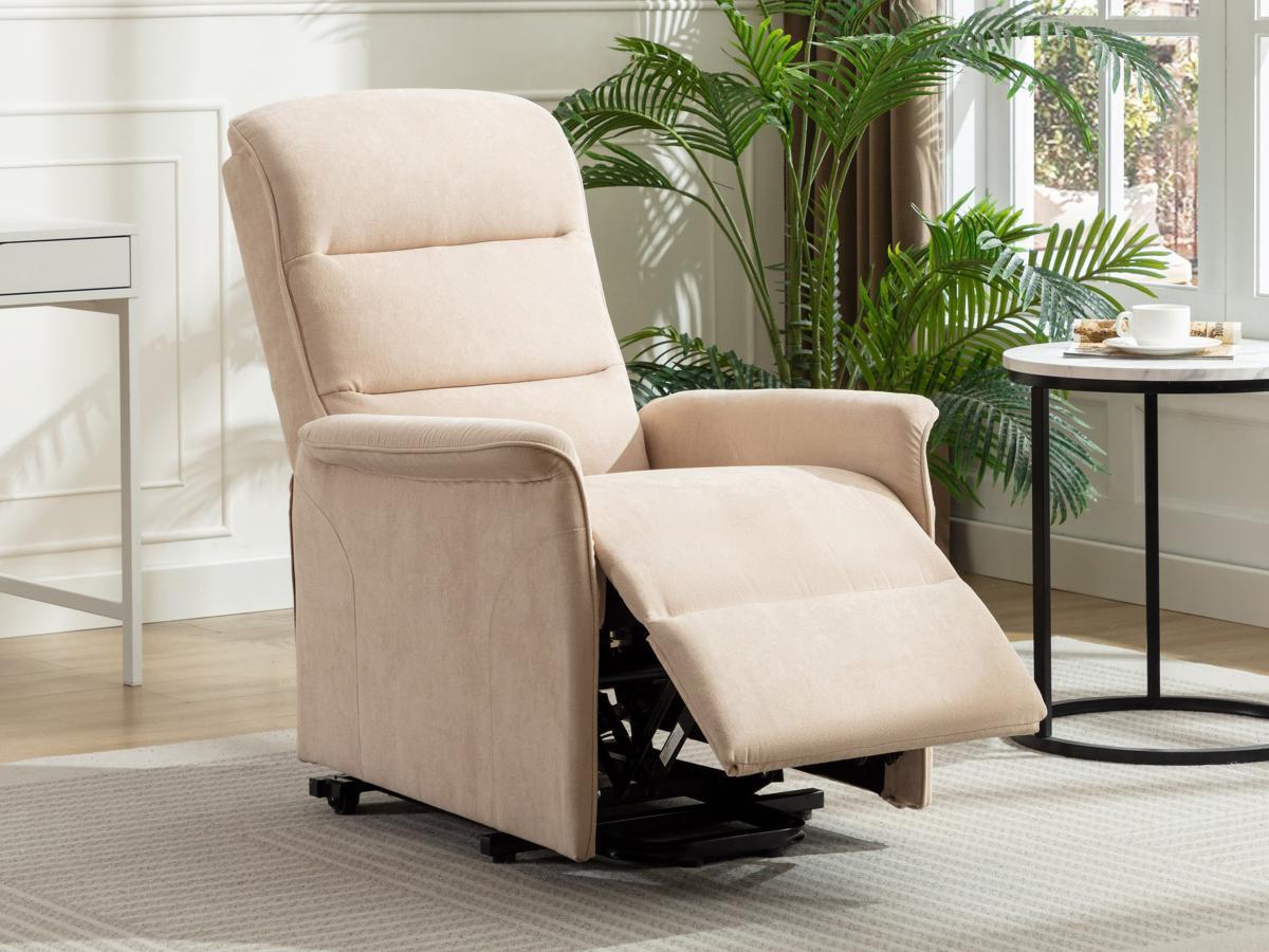 Vente-unique Fauteuil releveur électrique en tissu beige CAPUCINE  