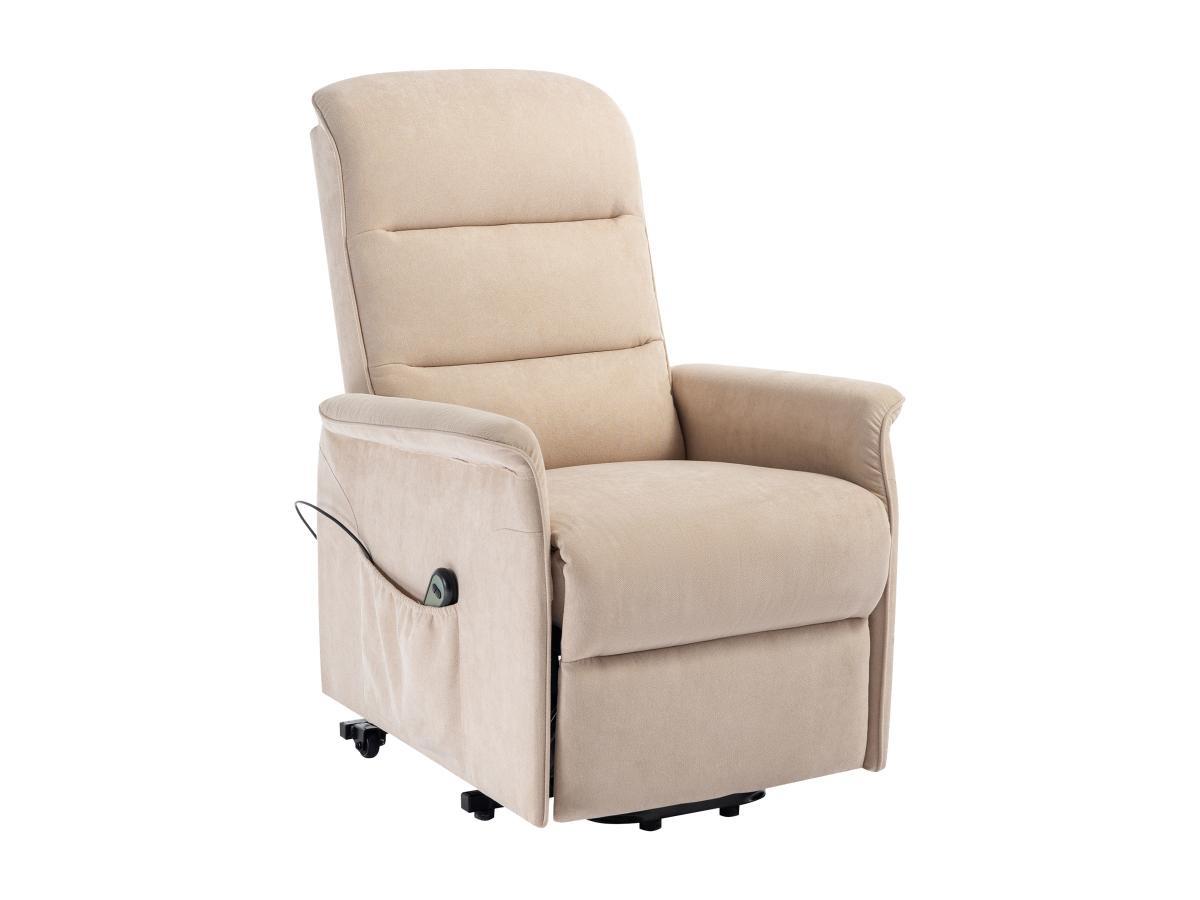 Vente-unique Fauteuil releveur électrique en tissu beige CAPUCINE  