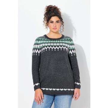 Norweger-Pullover, Rundhals, Langarm, weicher Strick