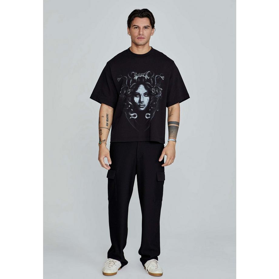 Sik Silk Medusa Grafikdruck Oversized T-Shirt  