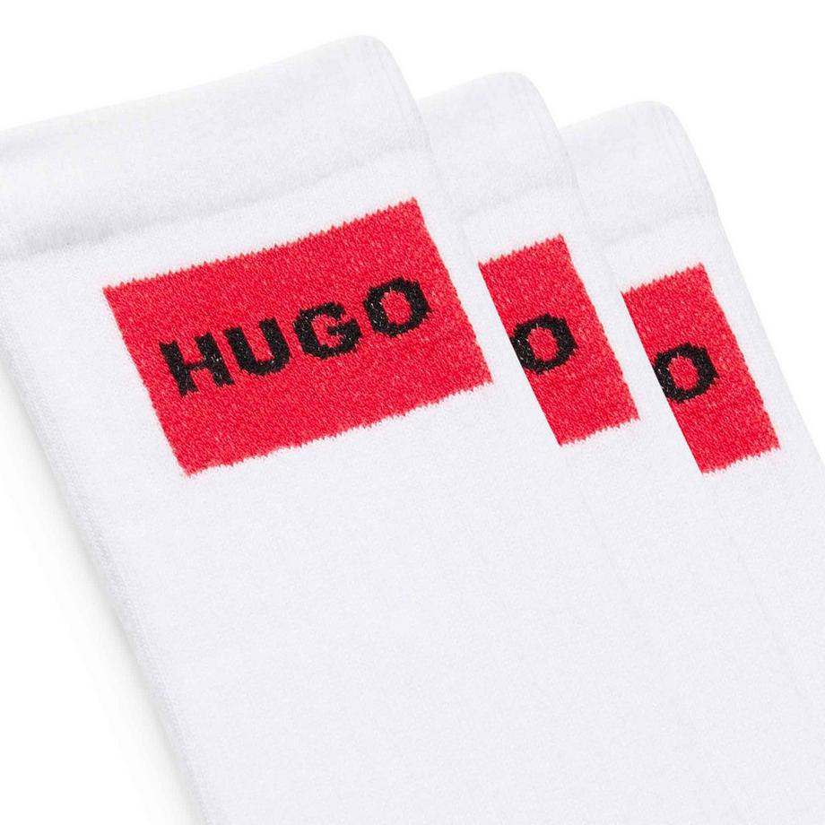 HUGO 3er Pack Rib Label Crew Socken  
