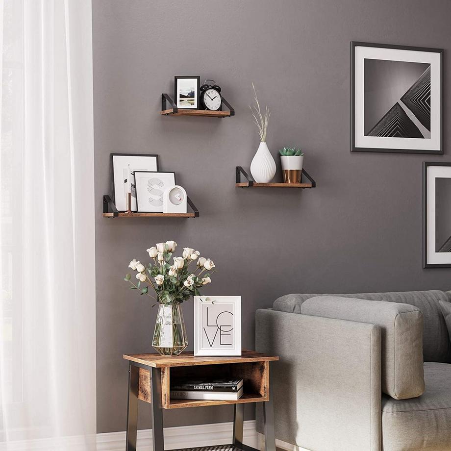 Northix Set mit 3 Loft-Hängeregalen aus Holz  