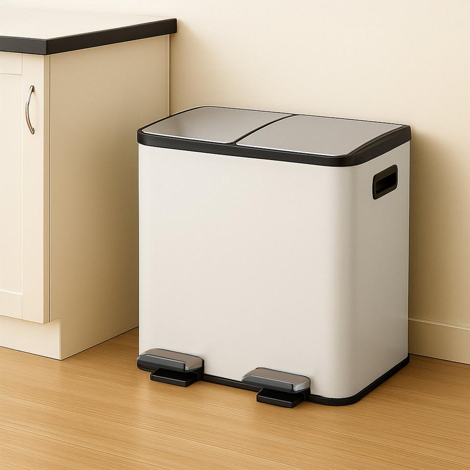 Northix Pattumiera da cucina con pedale, 2 scomparti  