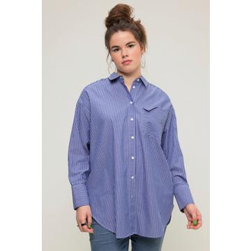 Camicia dal taglio oversize con righe, collo da camicia e maniche lunghe