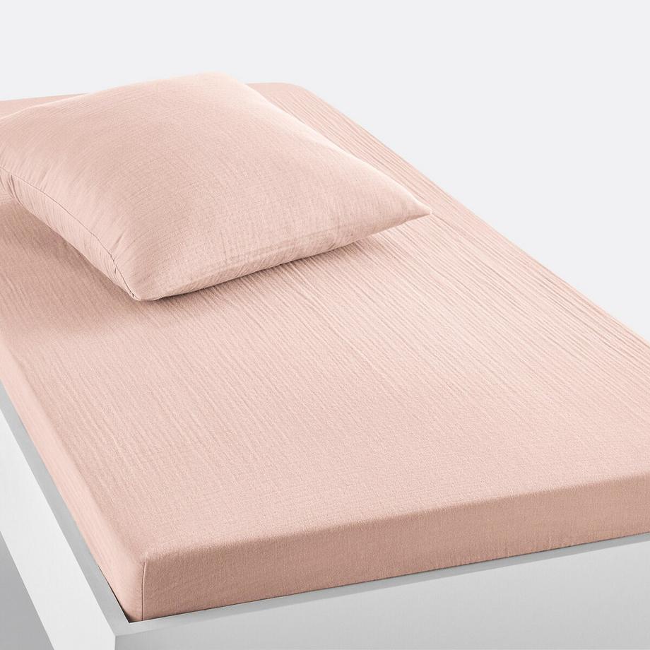 Drap-housse enfant uni gaze de coton
