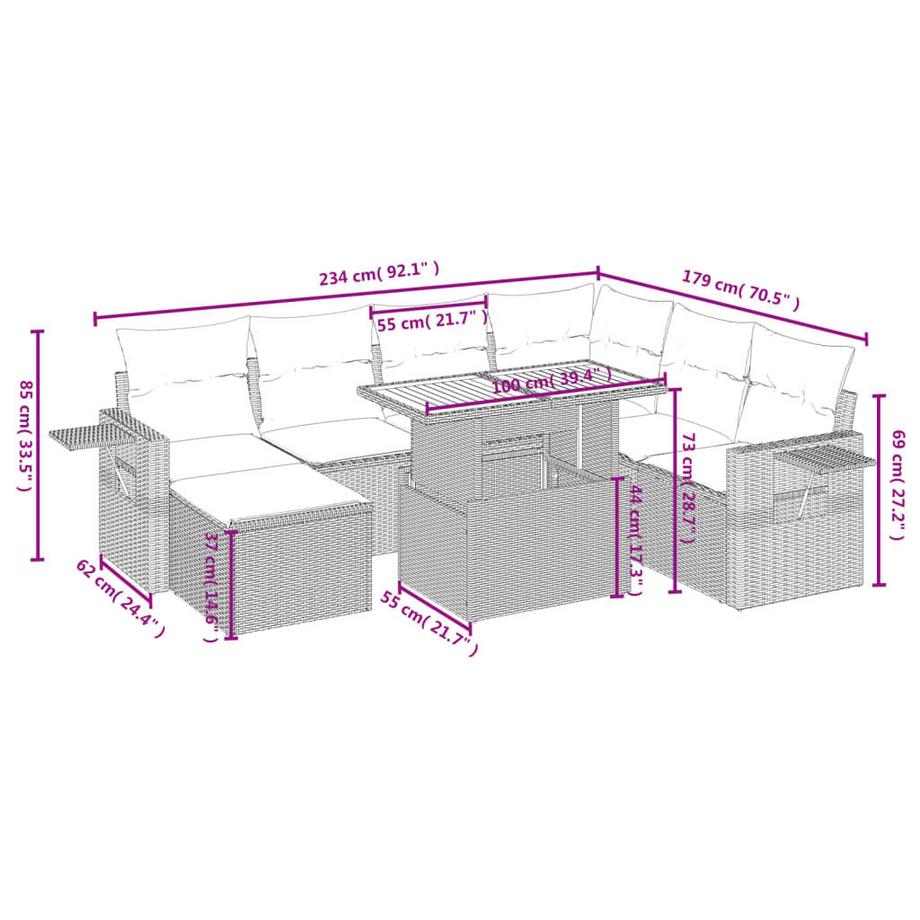 VidaXL Garten sofagarnitur poly-rattan  