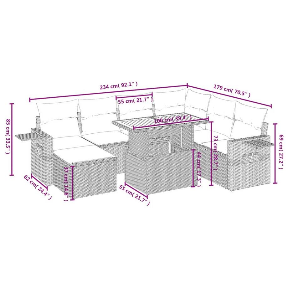 VidaXL Garten sofagarnitur poly-rattan  