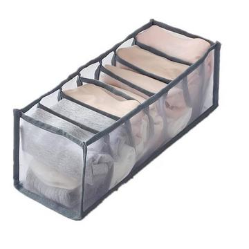 Boîte de rangement pour sous-vêtements - 7 compartiments - gris