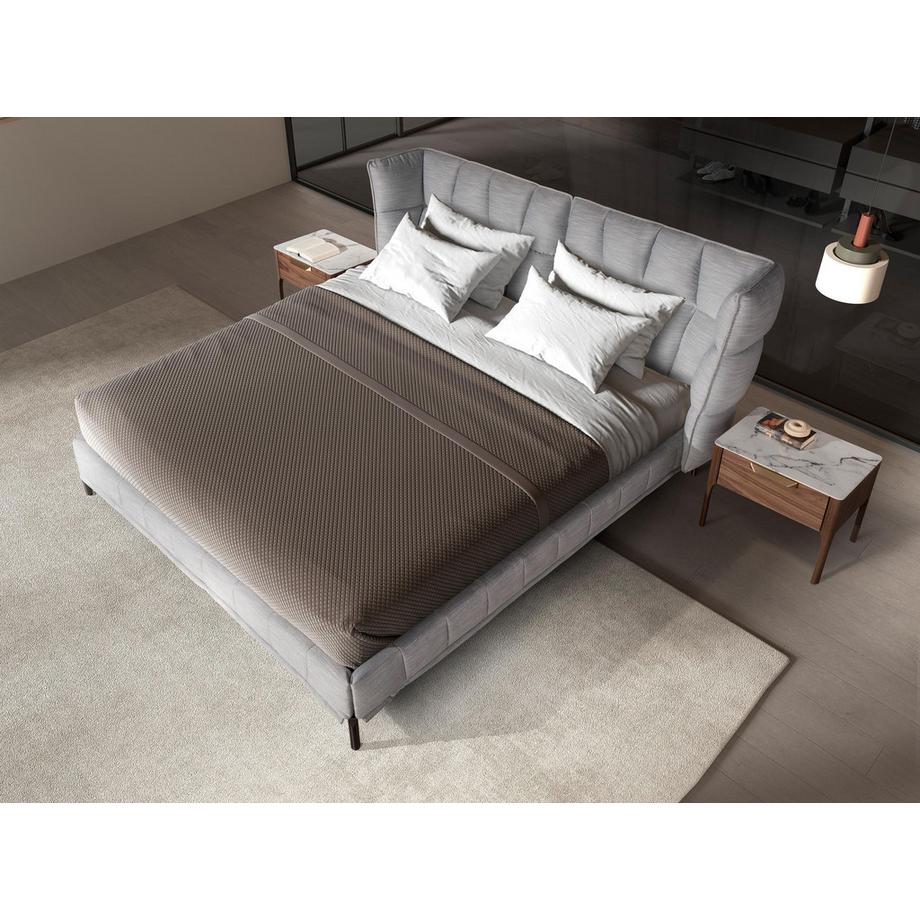 ANGEL CERDA Comodino in noce con piano in vetro finto marmo e illuminazione interna  