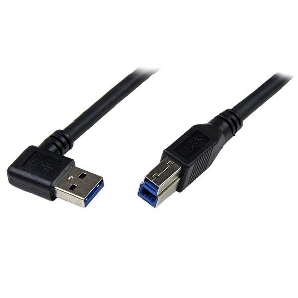Image of StarTech.com 1m USB 3.0 SuperSpeed Kabel A auf B rechts gewinkelt - Schwarz