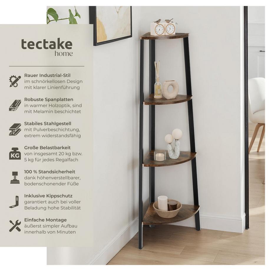 Tectake Étagère d'angle NEWBRIDGE style industriel  