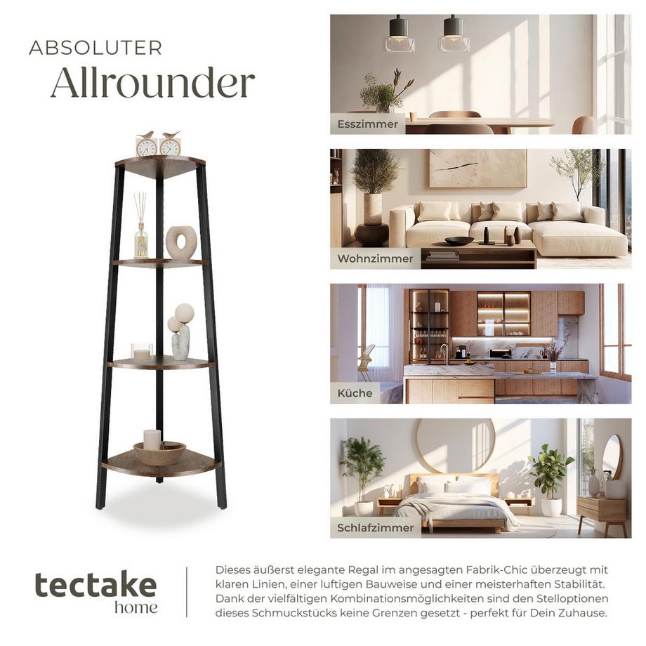 Tectake Eckregal Newbridge Industrial Style Holz und Stahl  