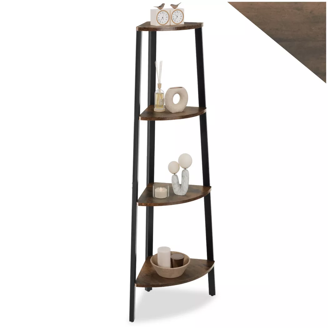 tectake Corner Shelf Newbridge - 4 Levels in Brown