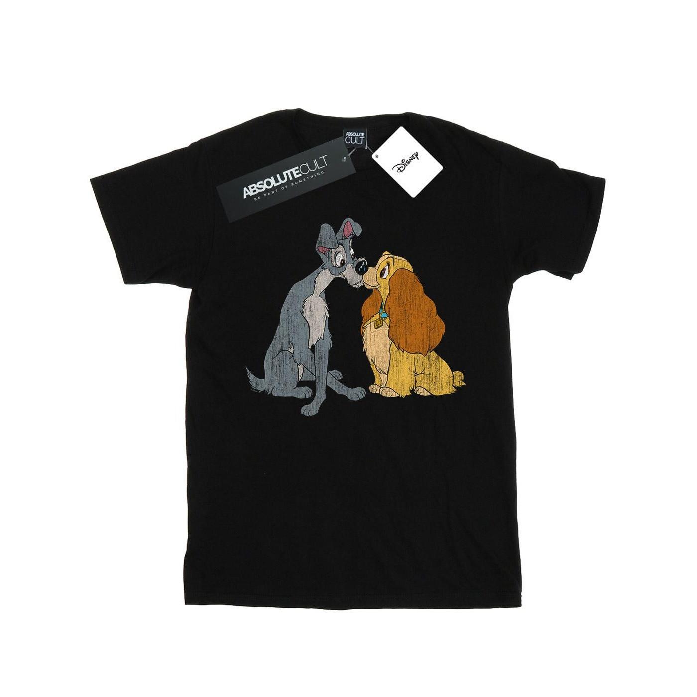 Image of Lady And The Tramp Distressed Kiss Tshirt Damen Schwarz XL