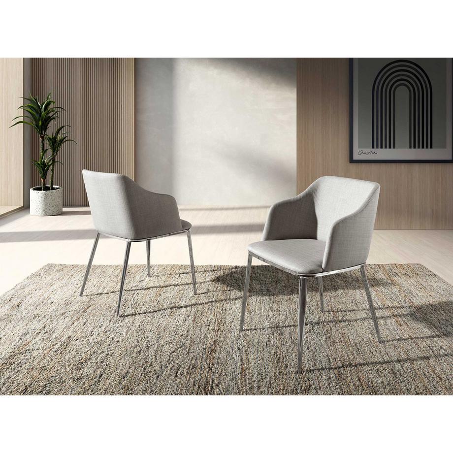 ANGEL CERDA Chaise en tissu gris  