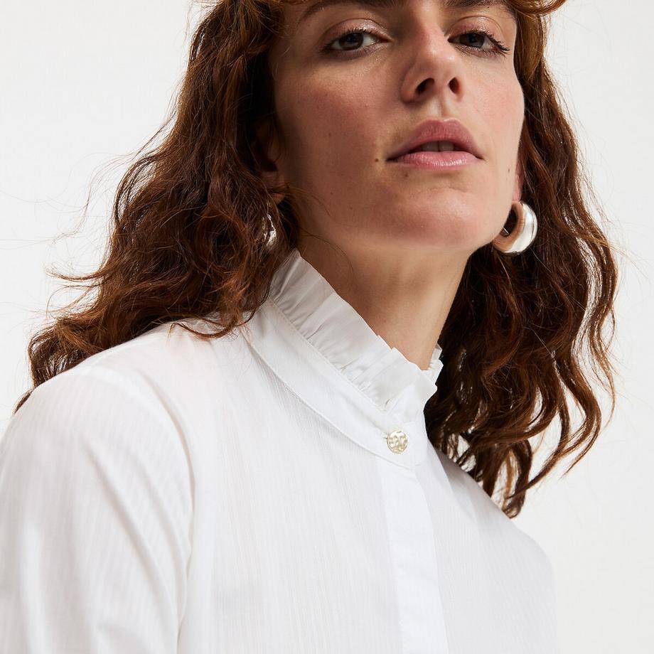 La Redoute Collections Langärmelige Bluse mit gerüschtem Stehkragen  
