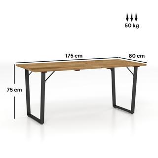 Northio Table de jardin en bois 175x80 cm, table de balcon résistante aux intempéries avec trou pour parasol, table de buffet, table de camping pour 6 personnes, table de patio, table de salle à manger d'extérieur pour jardin, terrasse, balcon, marron |  