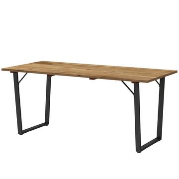Table de jardin en bois 175x80 cm, table de balcon résistante aux intempéries avec trou pour parasol, table de buffet, table de camping pour 6 personnes, table de patio, table de salle à manger d'extérieur pour jardin, terrasse, balcon, marron |