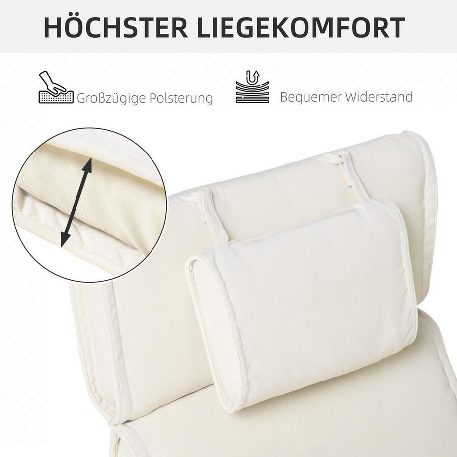 Northio Cuscino Per Lettino Da Giardino Cuscino Per Lettino In Fibra Di Cotone Poliestere Bianco Crema 198X53X5 Cm  