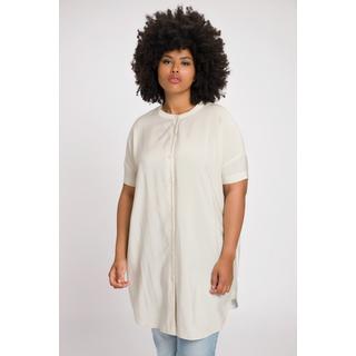 Ulla Popken  Blusa di lyocell dal taglio oversize con puntini, scollo a girocollo e mezze maniche 