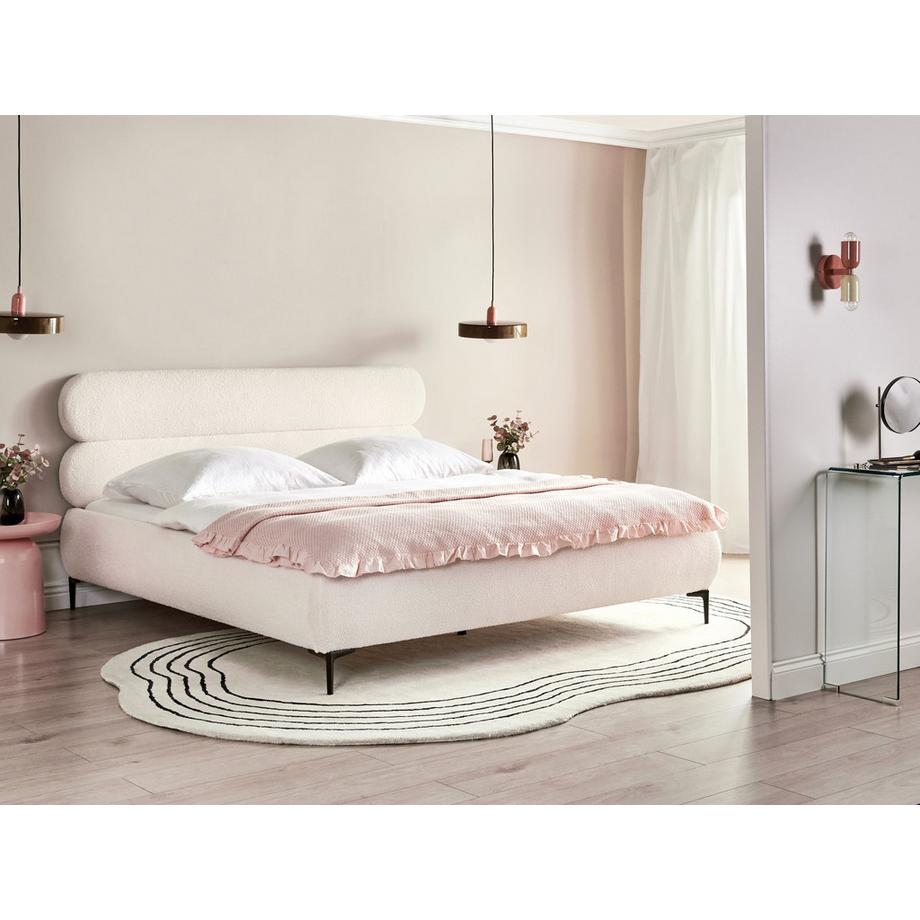 Beliani Lit avec sommier en Bouclé Minimaliste LESSAY  