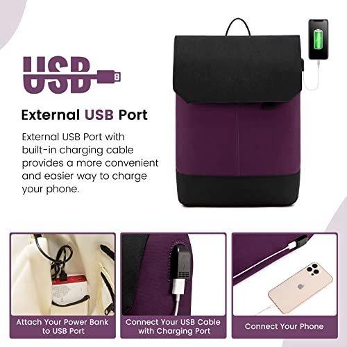 Only-bags.store  Sac à dos, sac à dos pour ordinateur portable 15,6 pouces, sac à dos d'école pour adolescent avec port de chargement USB et compartiment pour ordinateur portable, sac d'école étanche élégant pour l'école, les voyages, le travail 