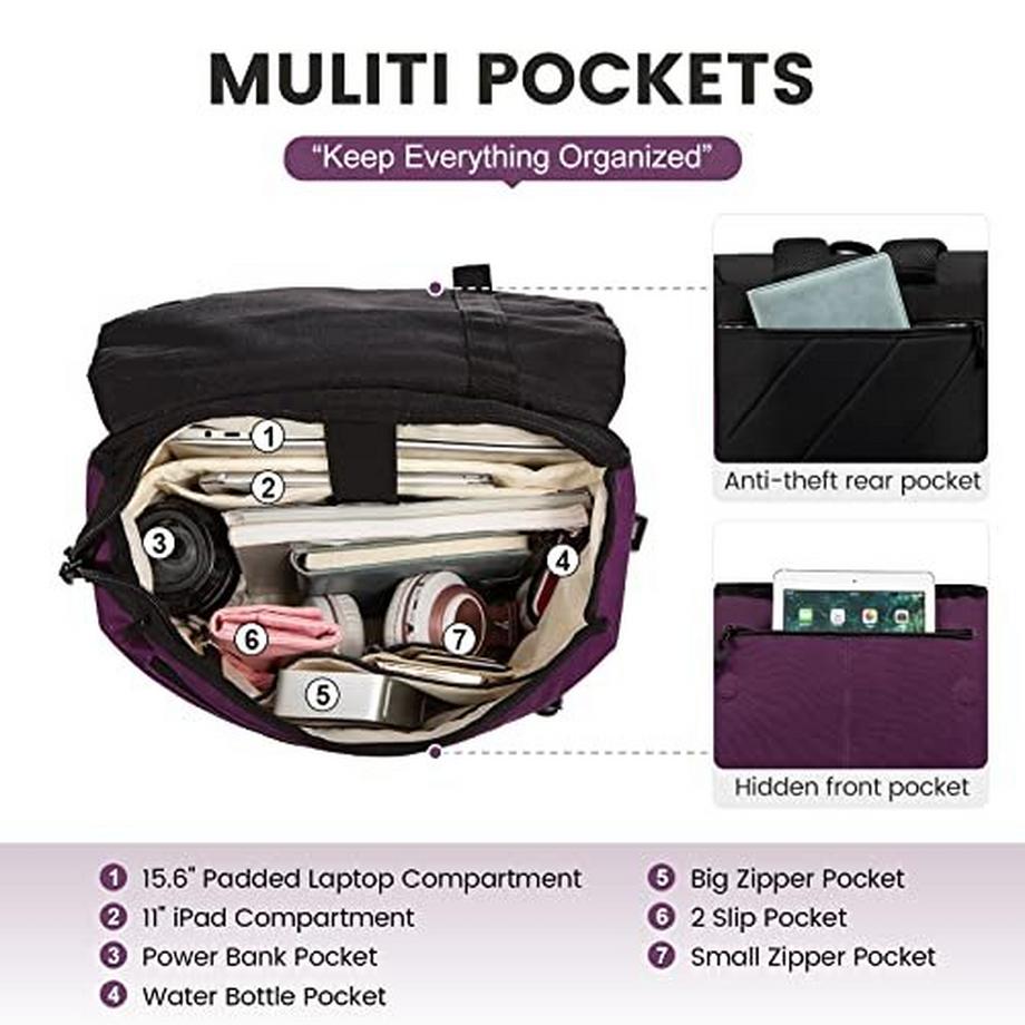 Only-bags.store 15.6 Zoll Laptop Rucksack mit USB Ladeanschluss  