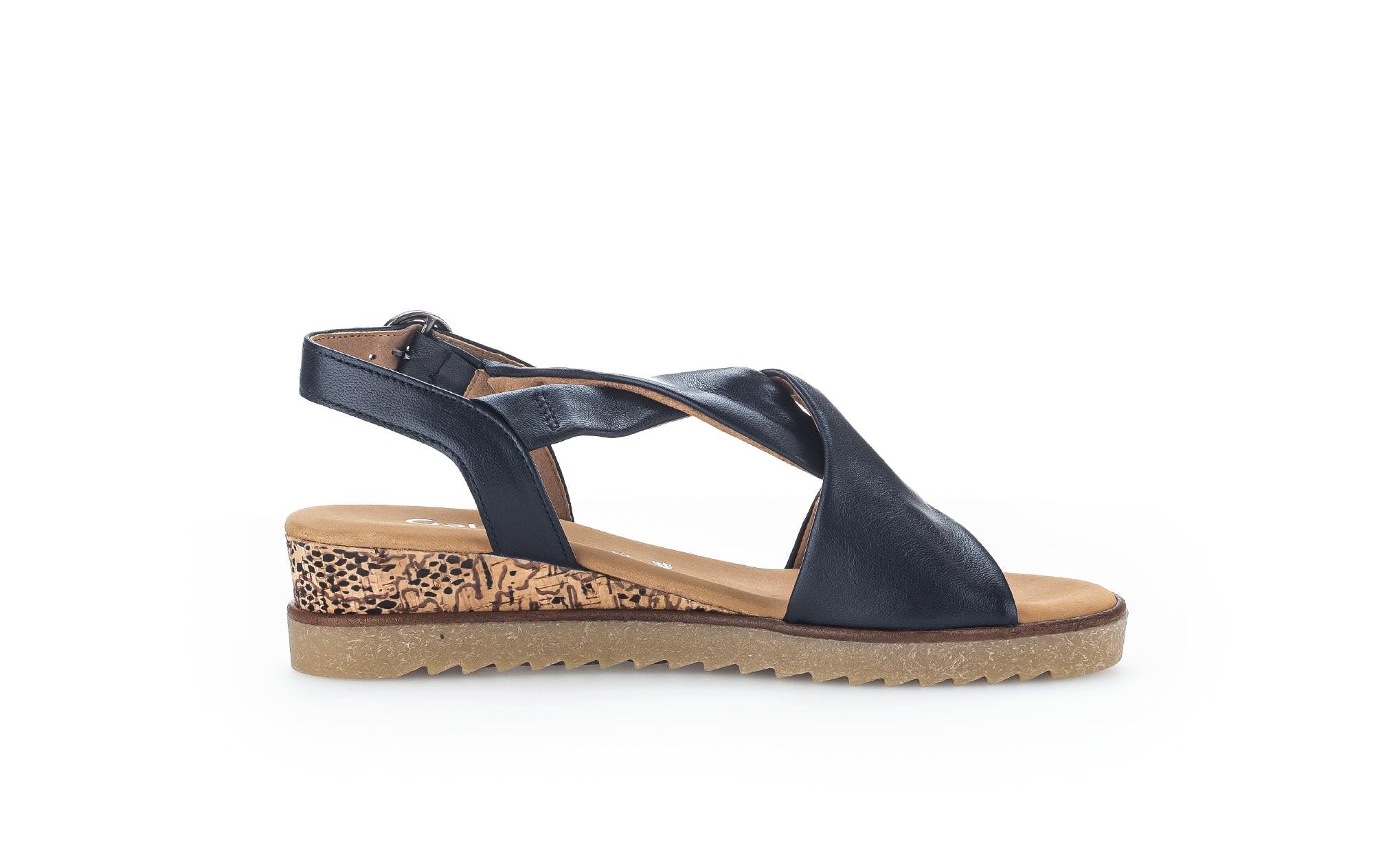 Image of Leder Sandale Damen Blau 39