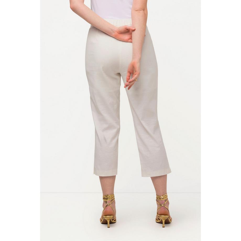 Ulla Popken Pantaloni in misto lino Spacchetti sull'orlo Vita elasticizzata  