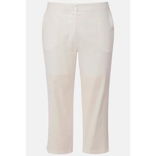 Ulla Popken  Pantalon en lin mélangé. Bas de jambe fendu. Taille élastique. 