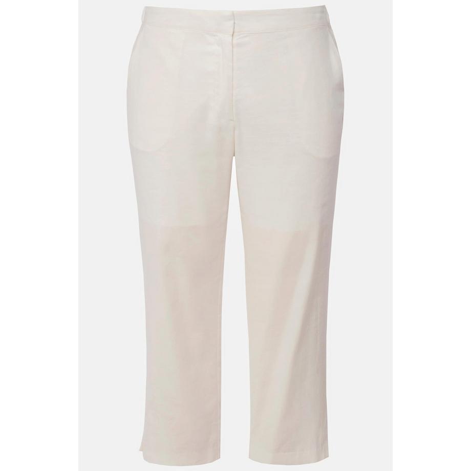 Ulla Popken Pantaloni in misto lino Spacchetti sull'orlo Vita elasticizzata  