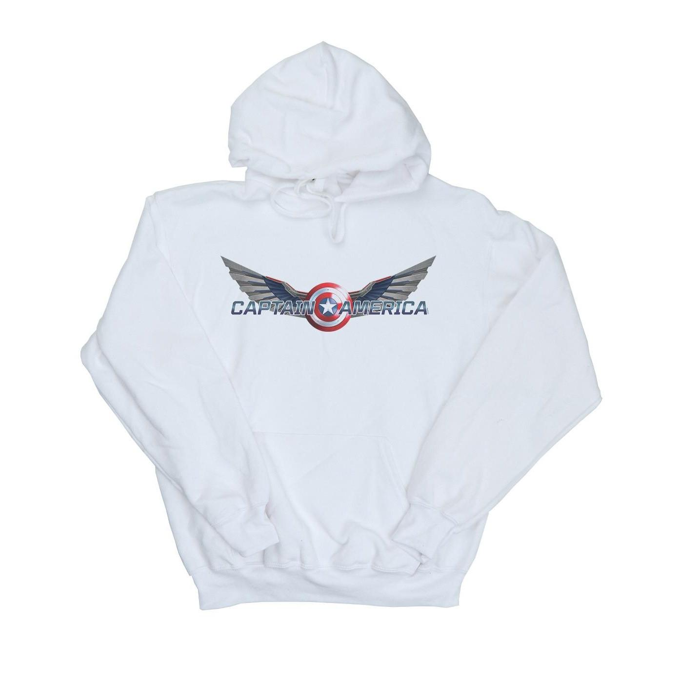 Image of Falcon And The Winter Soldier Captain America Logo Kapuzenpullover Jungen Weiss 128