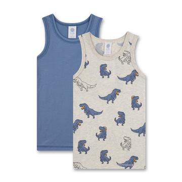 Jungen-Unterhemd (Doppelpack) Dino-Alloverprint