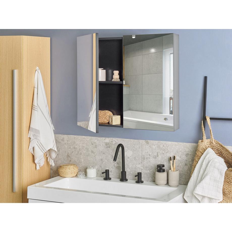 Beliani Armadio a muro per specchio da bagno en Legno compensato Scandinavo NAVARRA  