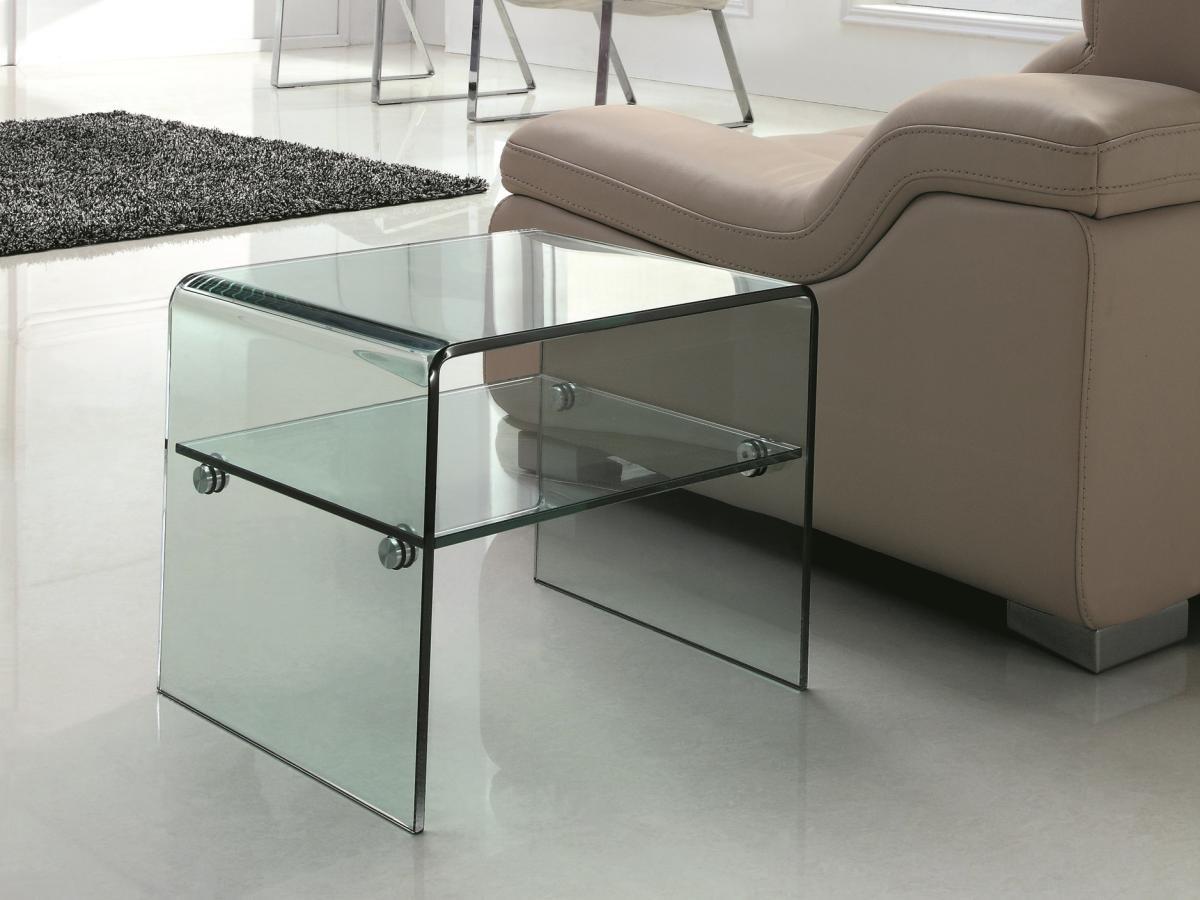 Vente-unique Lot de 2 tables de chevet - 1 niche - Verre trempé - STILEOS  