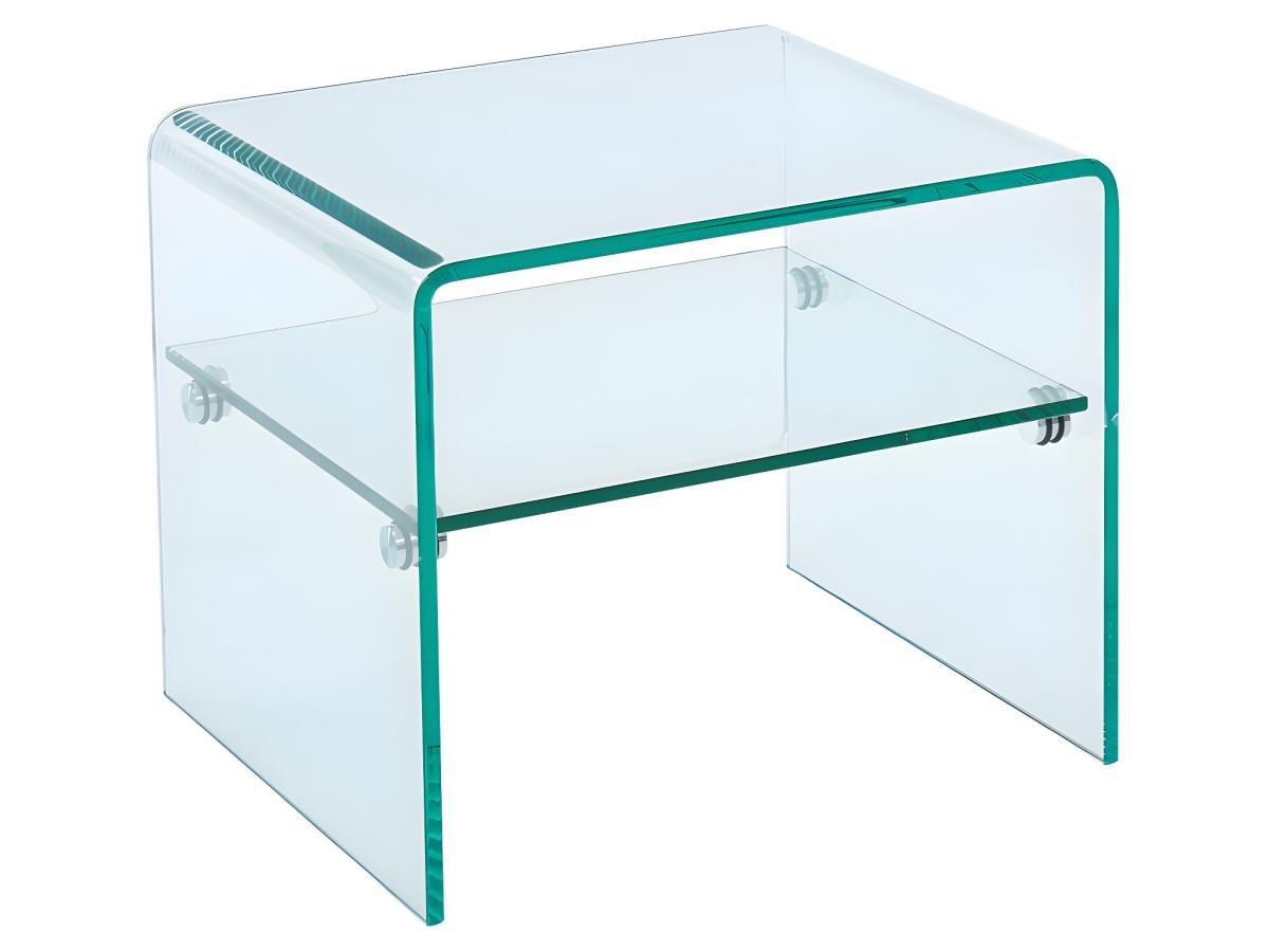 Vente-unique Lot de 2 tables de chevet - 1 niche - Verre trempé - STILEOS  