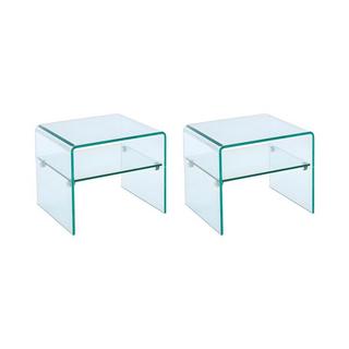 Vente-unique Lot de 2 tables de chevet - 1 niche - Verre trempé - STILEOS  