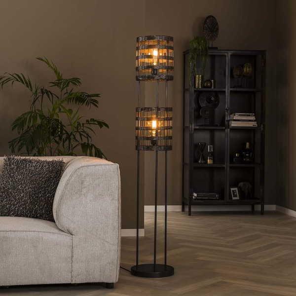 mutoni Lampadaire Metal Stores 2L Noir Nickel  