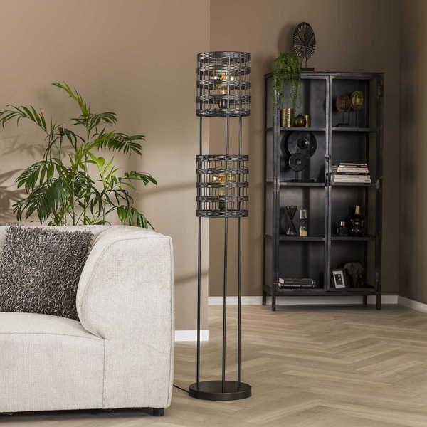 mutoni Lampadaire Metal Stores 2L Noir Nickel  