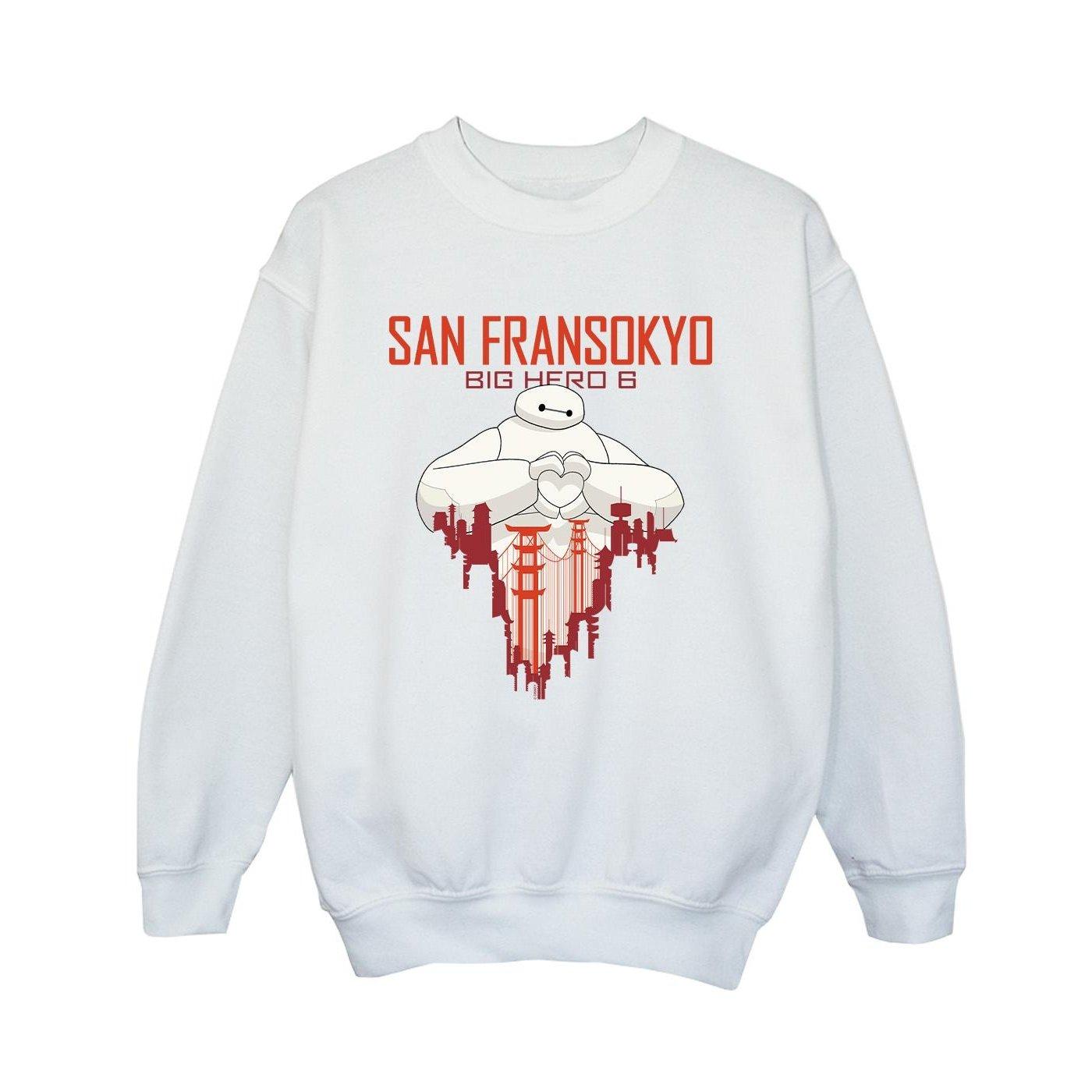 Image of Big Hero 6 Baymax San Fransokyo Heart Sweatshirt Unisex Weiss 152-158