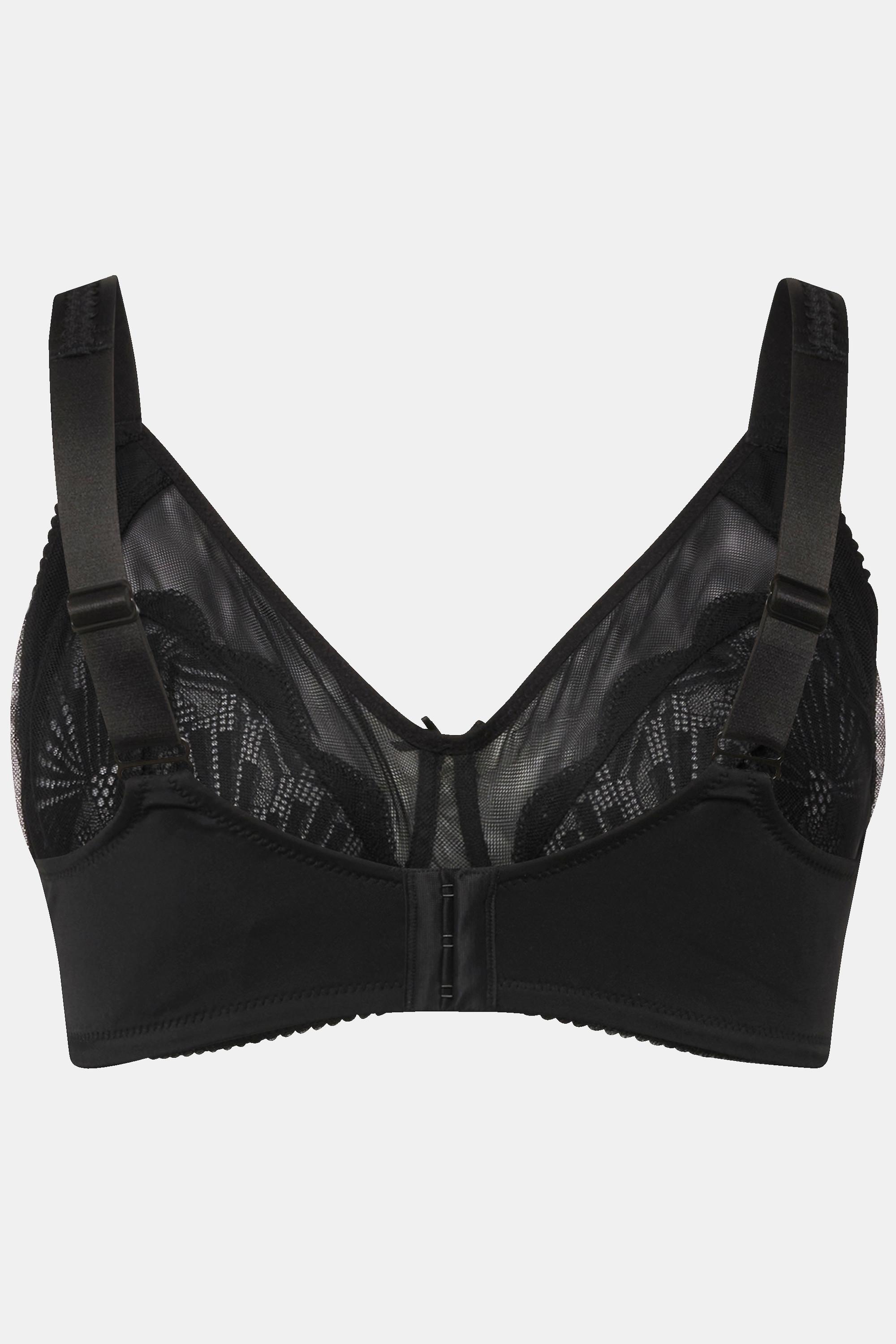 Ulla Popken  Reggiseno senza ferretto con mesh, pizzo e coppa B-E 