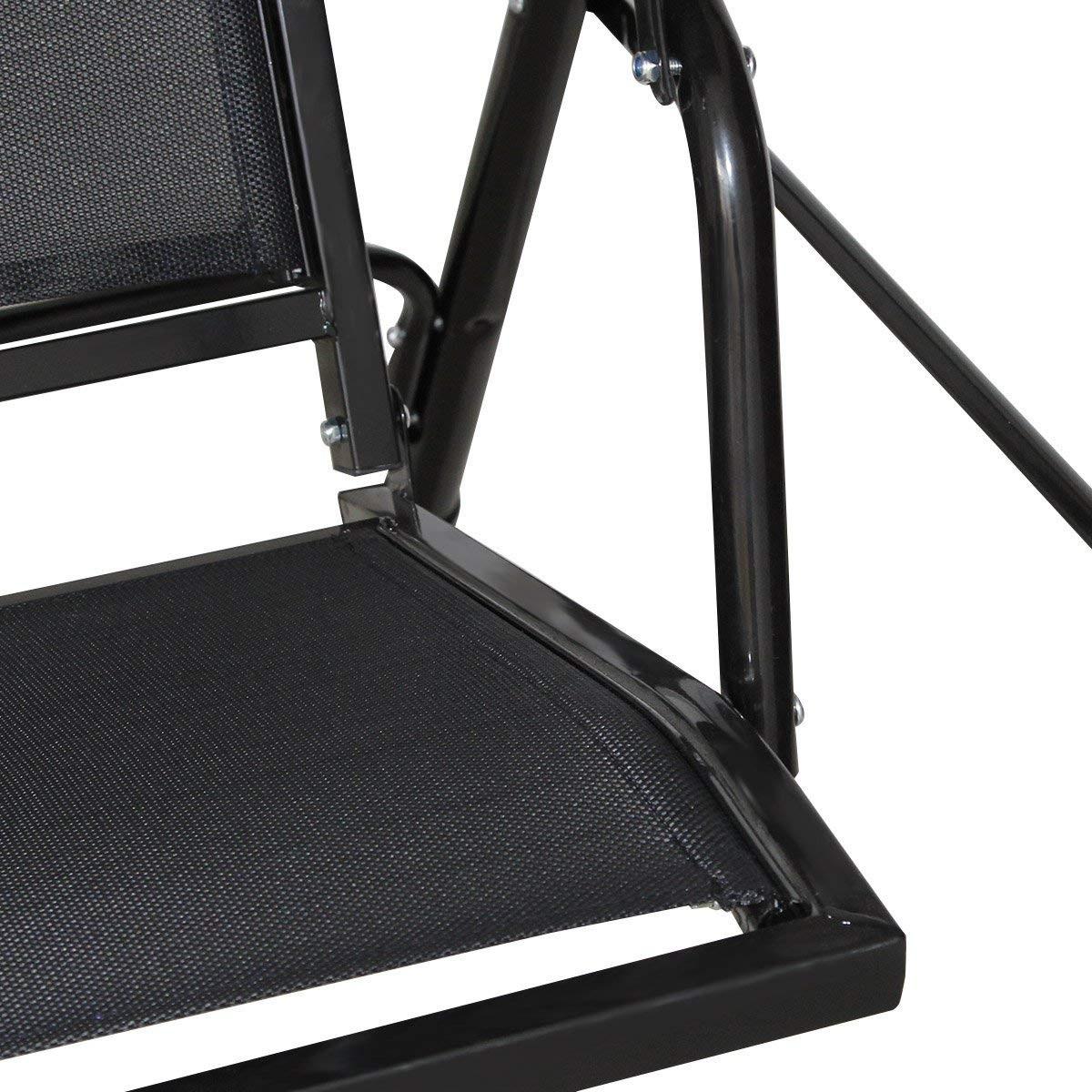 Northix Hollywoodschaukel Gartenschaukel Schaukelbank Gartenliege mit Sonnendach 3-Sitzer-schwarz  