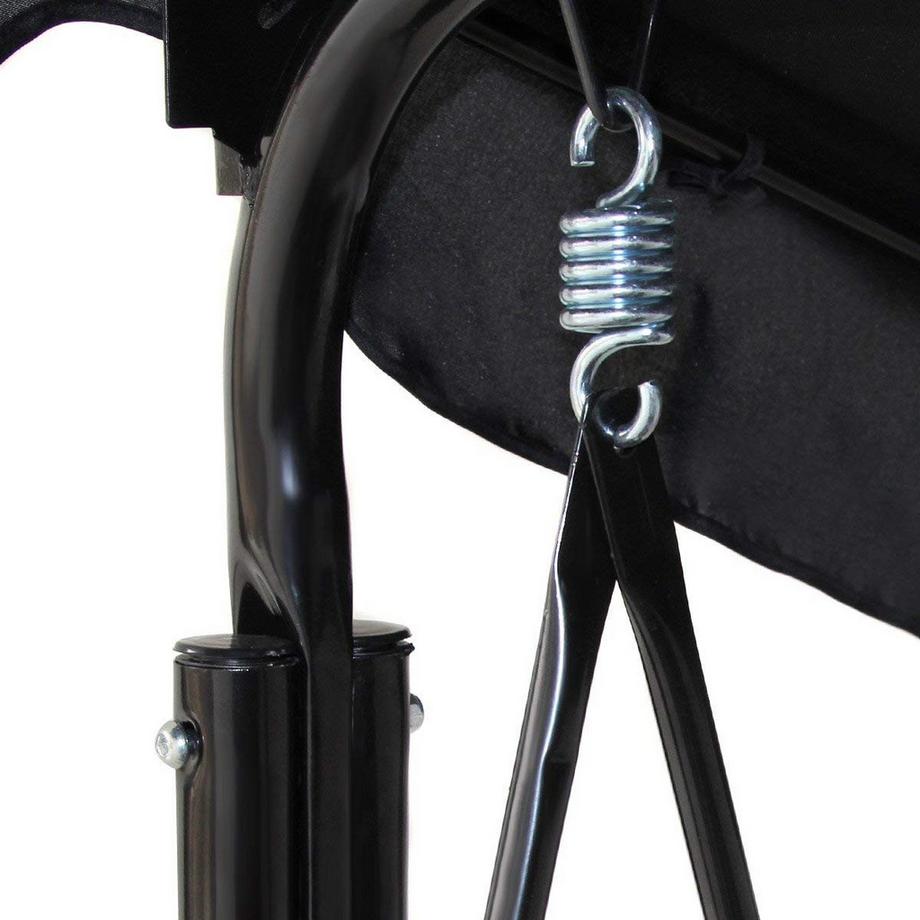 Northix Hollywoodschaukel Gartenschaukel Schaukelbank Gartenliege mit Sonnendach 3-Sitzer-schwarz  