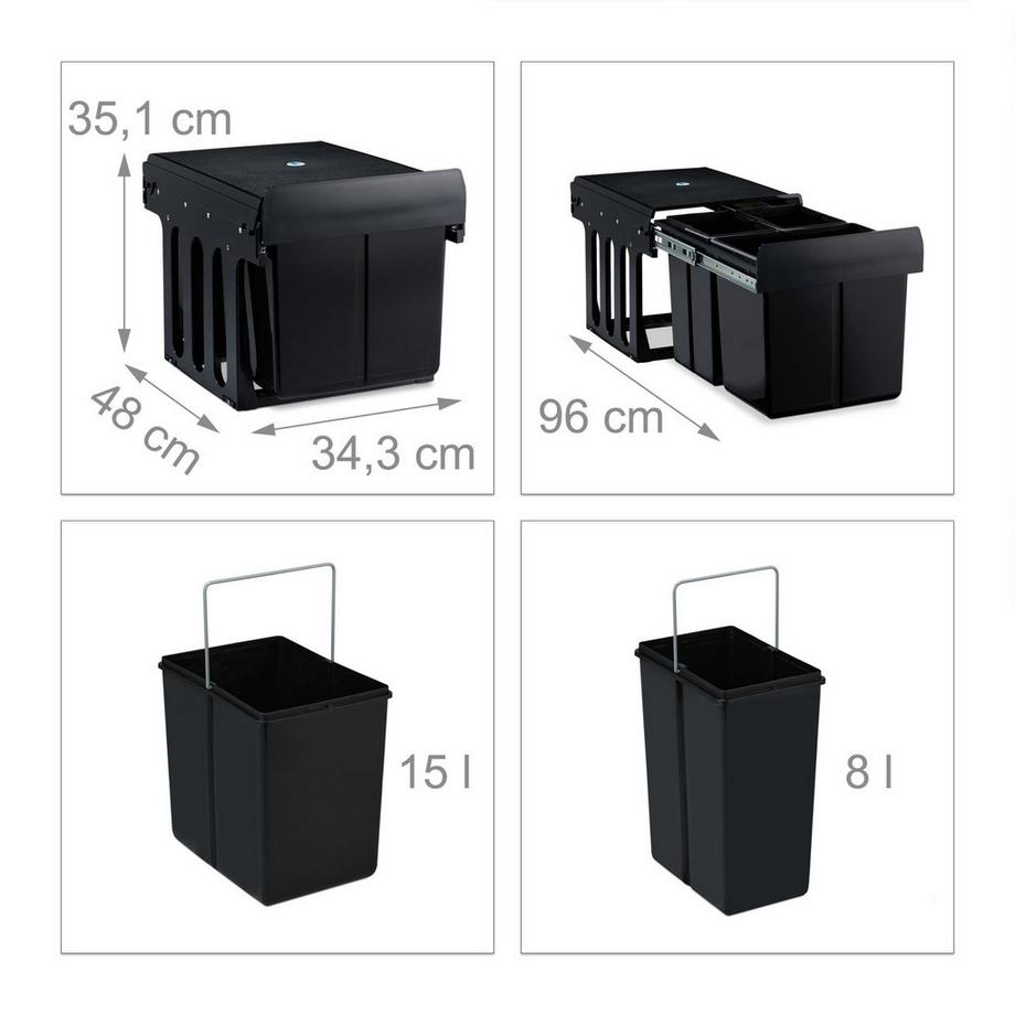 B2X Raccolta differenziata con 3 contenitori per rifiuti  