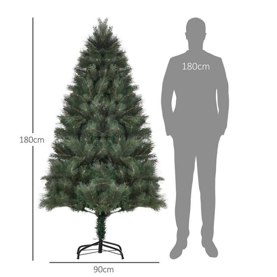 Northio Sapin de Noël artificiel 180 cm avec 375 pointes, support en métal, aspect réaliste pour fête de Noël, intérieur, vert  