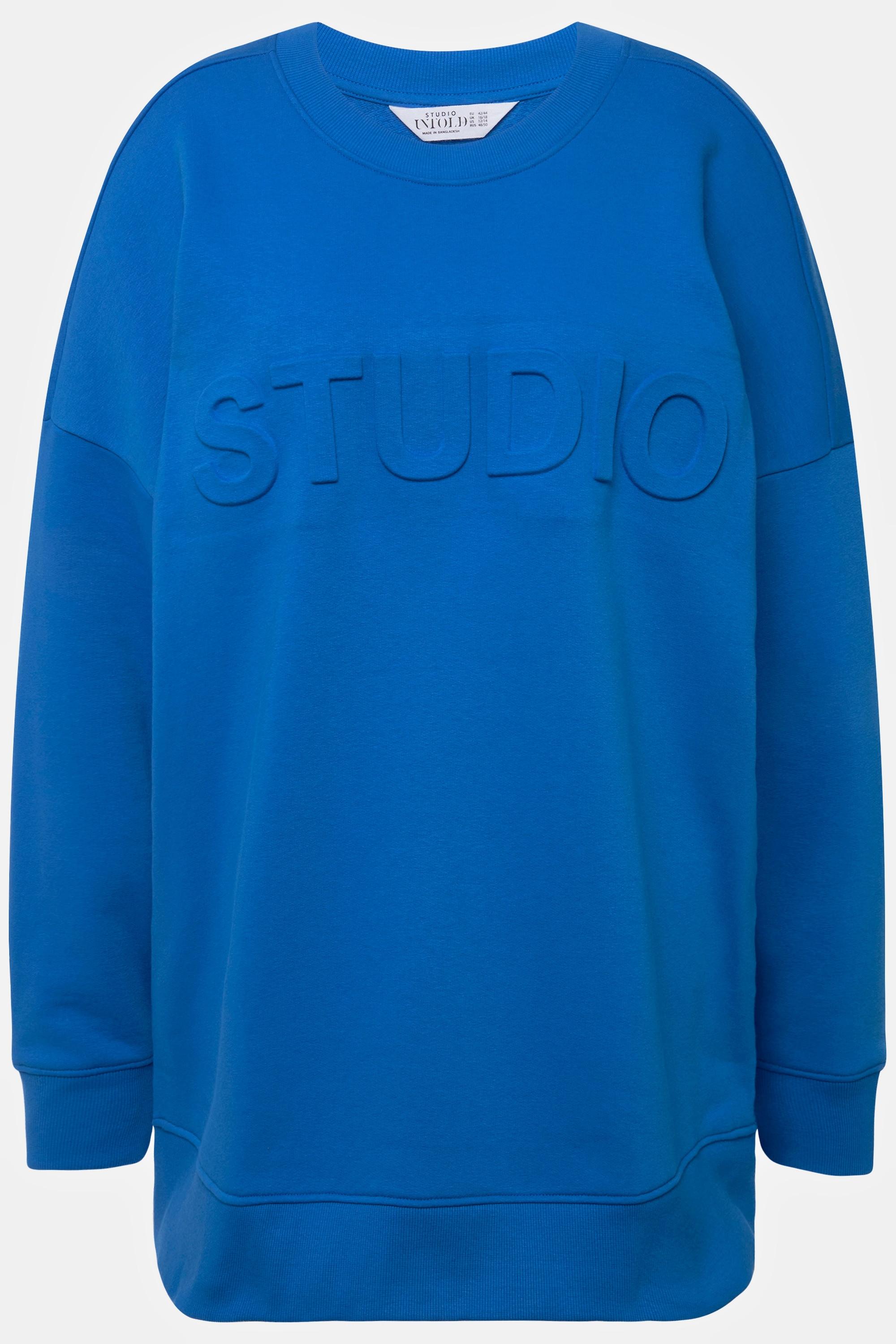 Studio Untold  Sweat-shirt oversized à col rond et manches longues, message 3D 